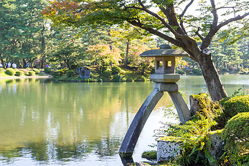 Image showing Japanese garden and stone lantern