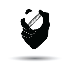 Image showing Hand holding cricket ball icon