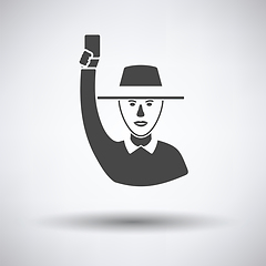 Image showing Cricket umpire with hand holding card icon