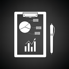 Image showing Writing tablet with analytics chart and pen icon