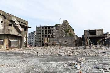 Image showing Abandoned island of Gunkanjima in nagasaki city of Japan