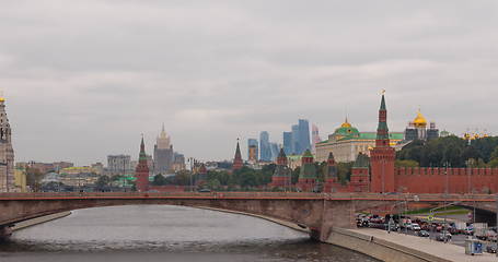 Image showing Sunny summer day moscow river bay kremlin.