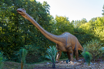 Image showing prehistoric dinosaur Brachiosaurus in nature