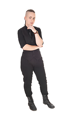 Image showing Woman standing in black outfit