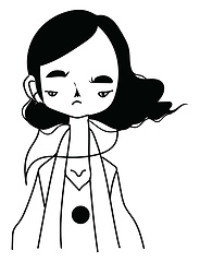 Image showing Image of cartoon girl, vector or color illustration.