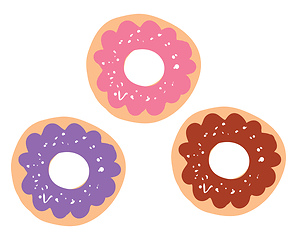 Image showing Multi color doughnuts, vector or color illustration.