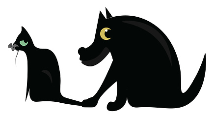 Image showing Image of dog cat and mouse - cat and mouse, vector or color illu