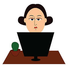 Image showing Tired woman, vector or color illustration.