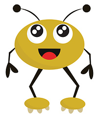 Image showing Clipart of a happy yellow monster, vector or color illustration.