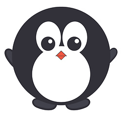 Image showing Round penguin, vector or color illustration.