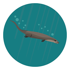 Image showing Otter in water, vector or color illustration.