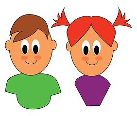 Image showing Clipart of cute little boy/girl twins; Fraternal twin of differe