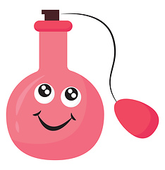 Image showing Pink perfume bottle, vector or color illustration.