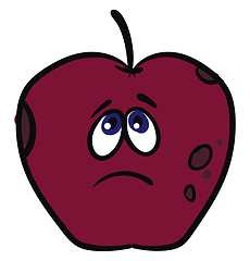 Image showing Sorrowful apple, vector or color illustration.