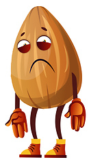 Image showing Sad looking brown Almond, illustration, vector on white backgrou