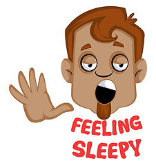 Image showing Brown human emoji feeling sleepy, illustration, vector on white 