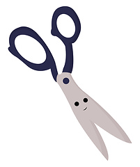 Image showing Scissor with cute face, vector or color illustration.