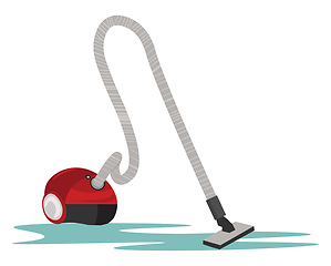 Image showing Red vacuum cleaner, vector or color illustration.