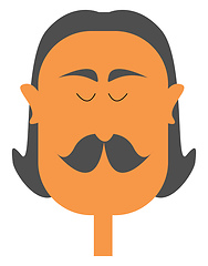 Image showing A man with thick drooping moustache, vector or color illustratio