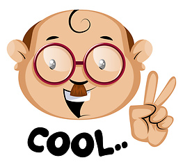 Image showing Funy human emojy with a cool symbol and letters, illustration, v