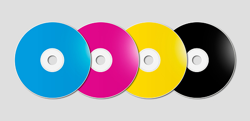 Image showing CMYK CD - DVD set on grey background