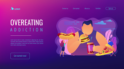 Image showing Overeating addiction concept landing page.