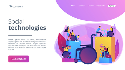 Image showing Social adaptation of disabled people concept landing page