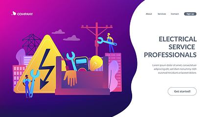 Image showing Electrician services concept landing page