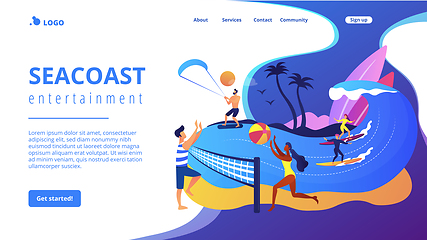 Image showing Summer beach activities concept landing page.