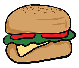 Image showing Image of cheeseburger, vector or color illustration.