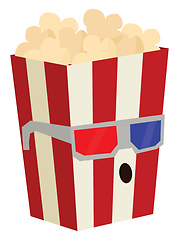 Image showing Pop corn watching movie, vector or color illustration.