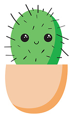 Image showing Happy cactus, vector or color illustration.