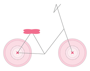 Image showing Minimalistic girl bicycle, vector or color illustration.