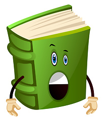 Image showing Green book is surprised, illustration, vector on white backgroun