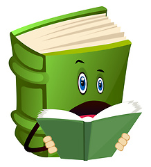 Image showing Green book is reading, illustration, vector on white background.