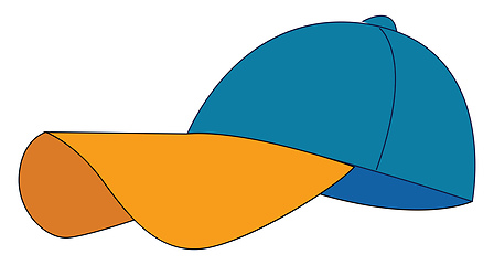 Image showing  A blue yellow basket ball cap , vector or color illustration.