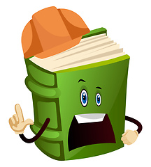 Image showing Green book is a construction worker, illustration, vector on whi