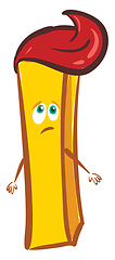 Image showing A sad french fries with ketchup, vector or color illustration.