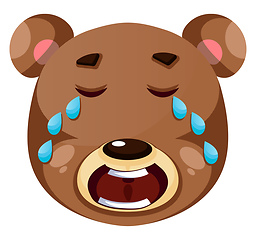 Image showing Brown bear crying, illustration, vector on white background.