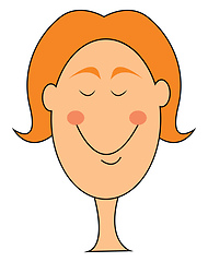 Image showing Cartoon picture of the face of a smiling woman, vector or color 