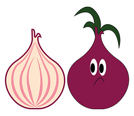 Image showing Sad onion, vector or color illustration.