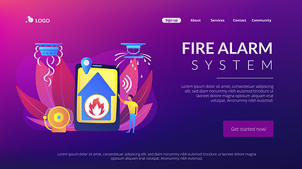 Image showing Fire alarm system concept landing page.