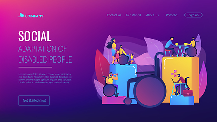 Image showing Social adaptation of disabled people concept landing page