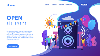 Image showing Open air party concept landing page.