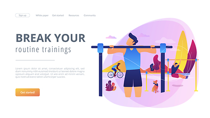 Image showing Outdoor workout concept landing page.