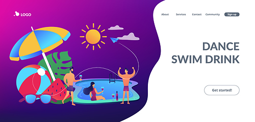 Image showing Pool party concept landing page.