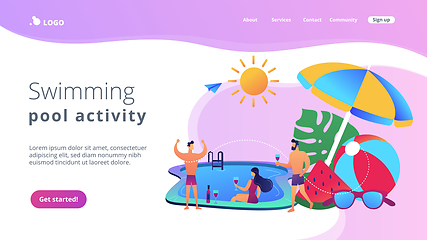 Image showing Pool party concept landing page.