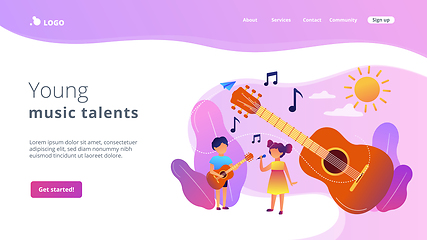 Image showing Musical camp concept landing page.
