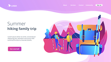 Image showing Summer hiking concept landing page.