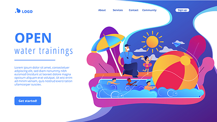 Image showing Swim camp concept landing page.